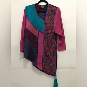 Shepherds Australia Colorful Patchwork Asymmetrical Top Size S